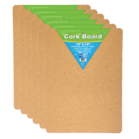 FLIPSIDE Cork Bulletin Board, 12in x 18in, PK6 10082